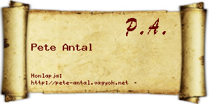Pete Antal névjegykártya